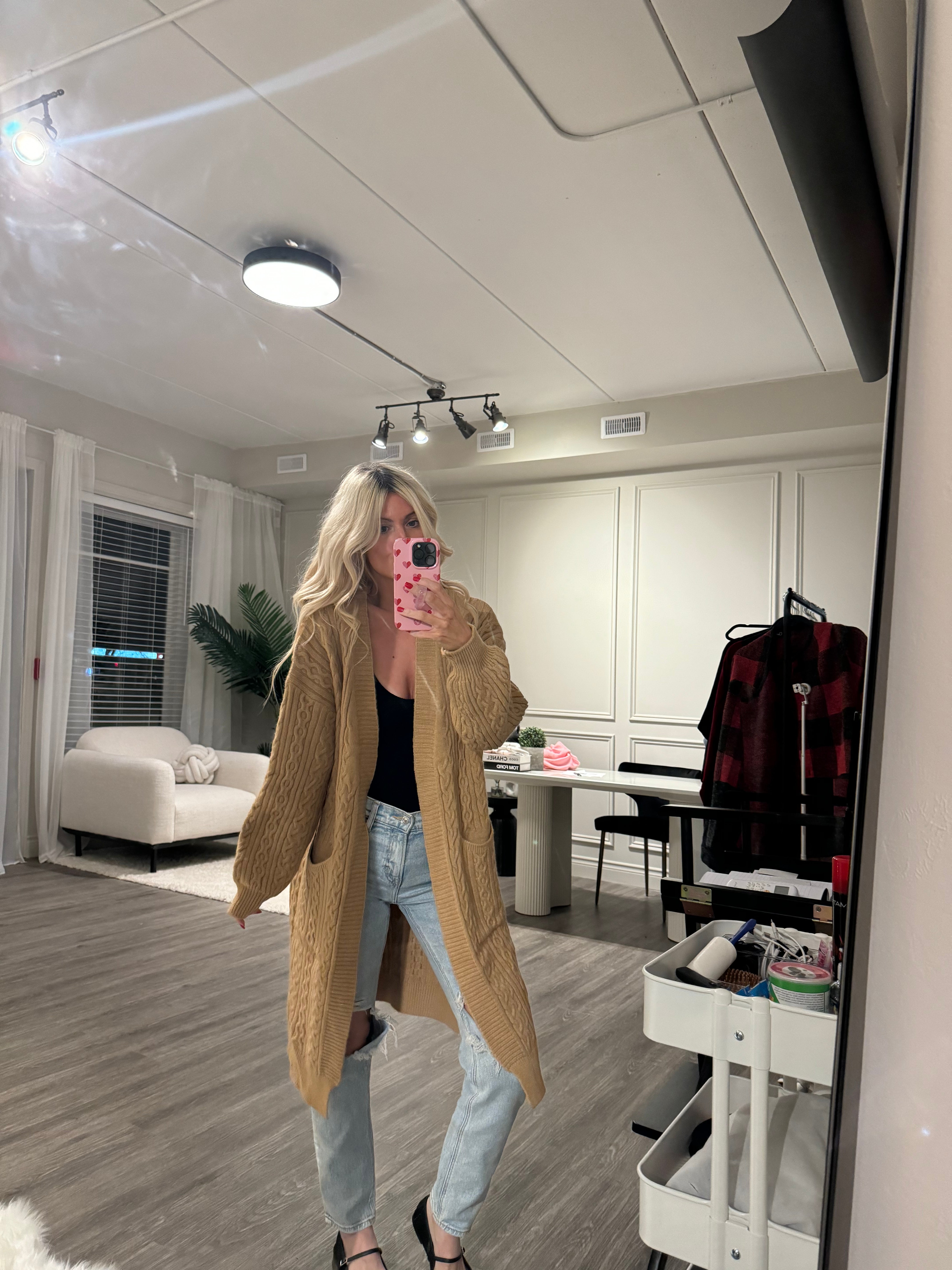 Sia Cable Knit Cardigan -Camel-SALE