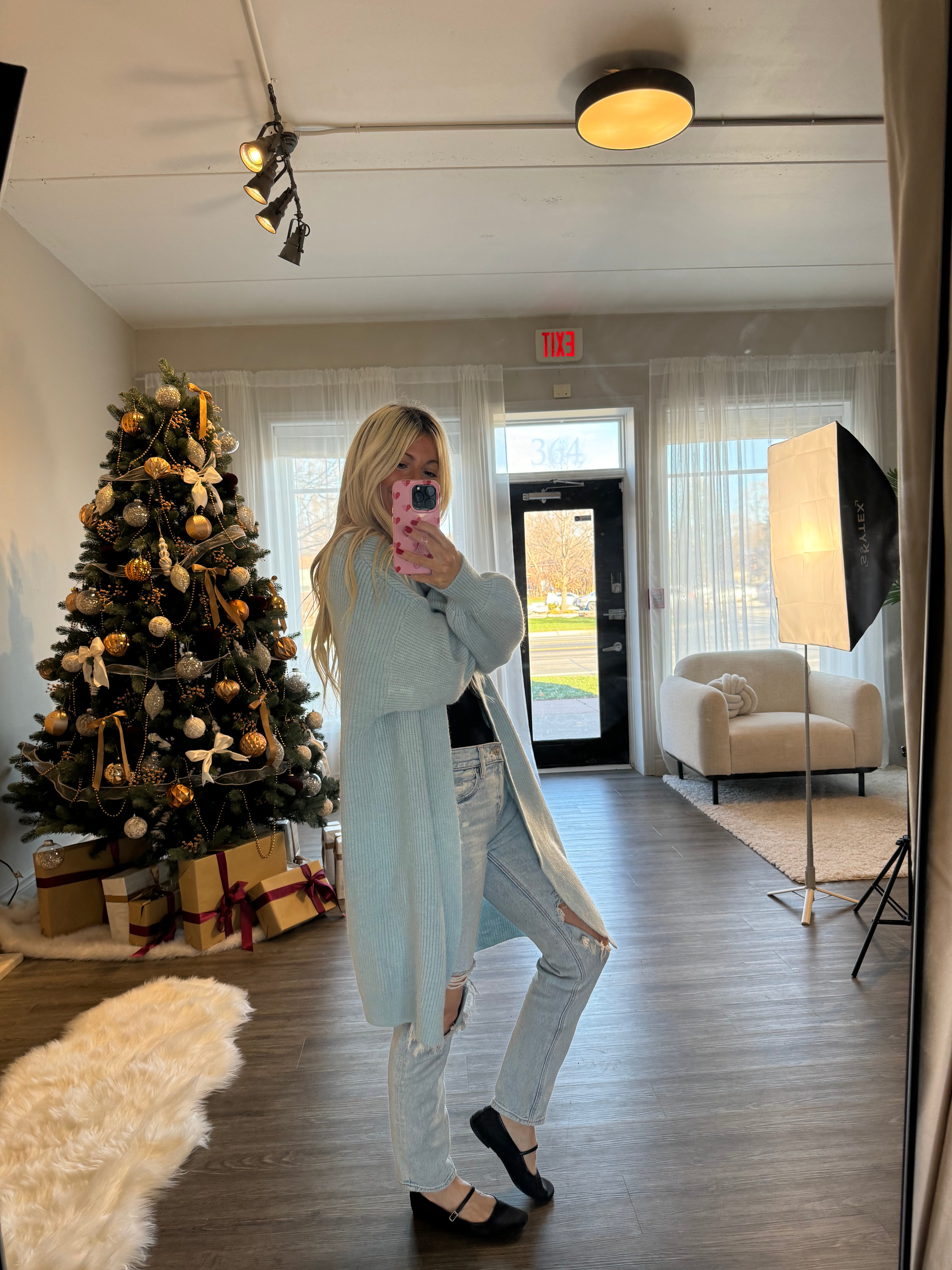 Dreamers Knit Open Cardigan-Blue