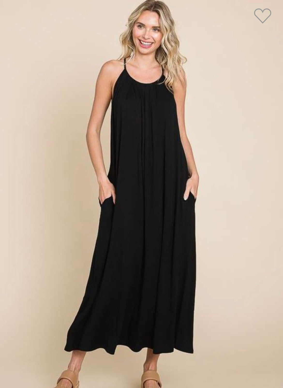 Sophia Black Pleated Front Maxi Dress