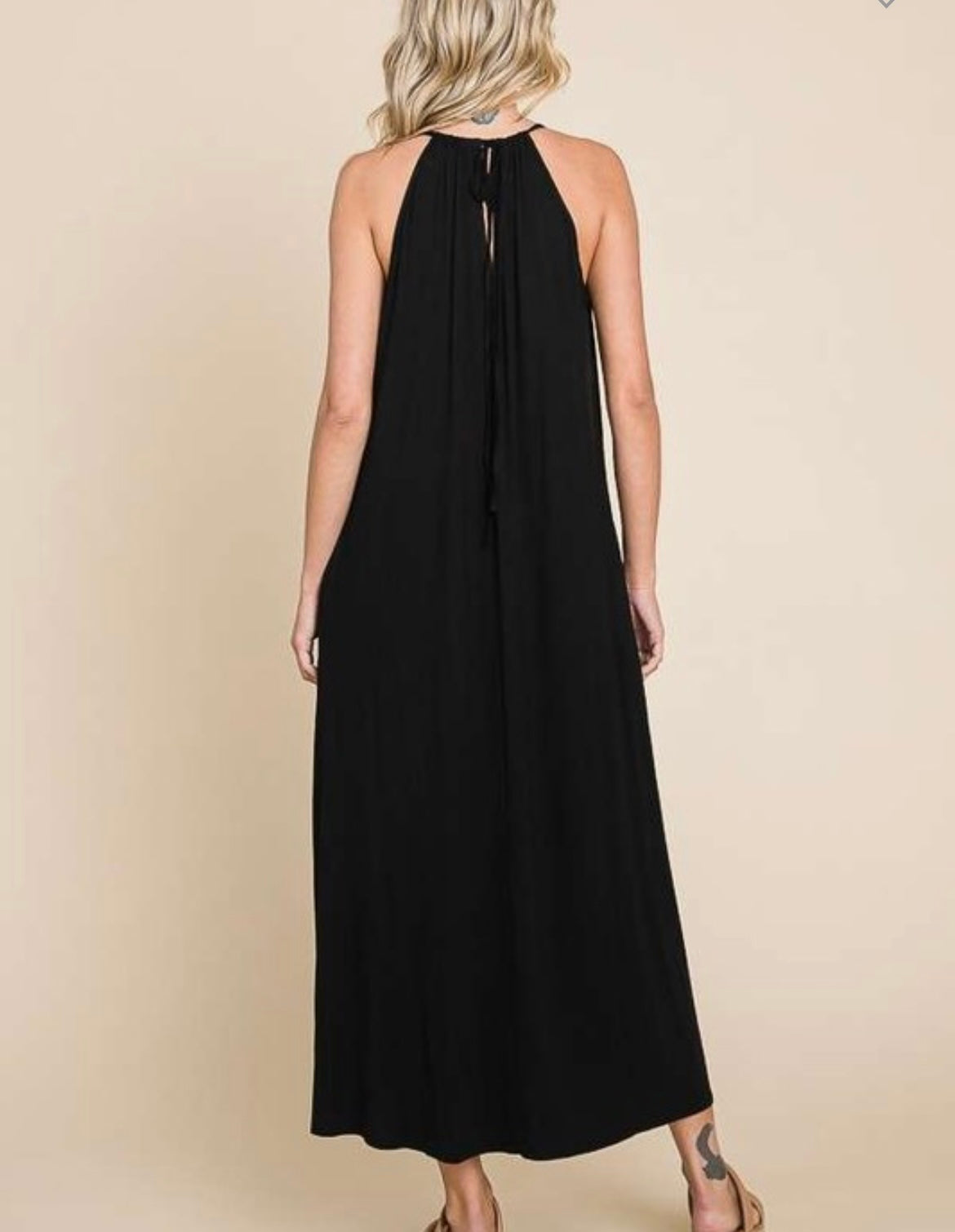 Sophia Black Pleated Front Maxi Dress