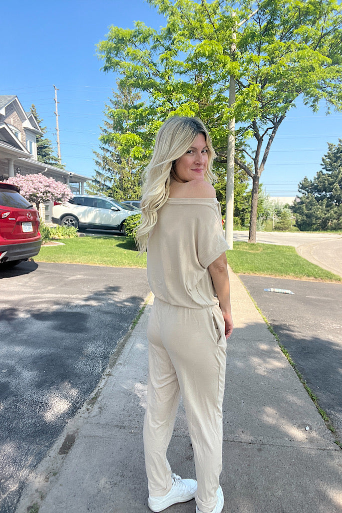 Sand Soft Boat Neck Jumpsuit