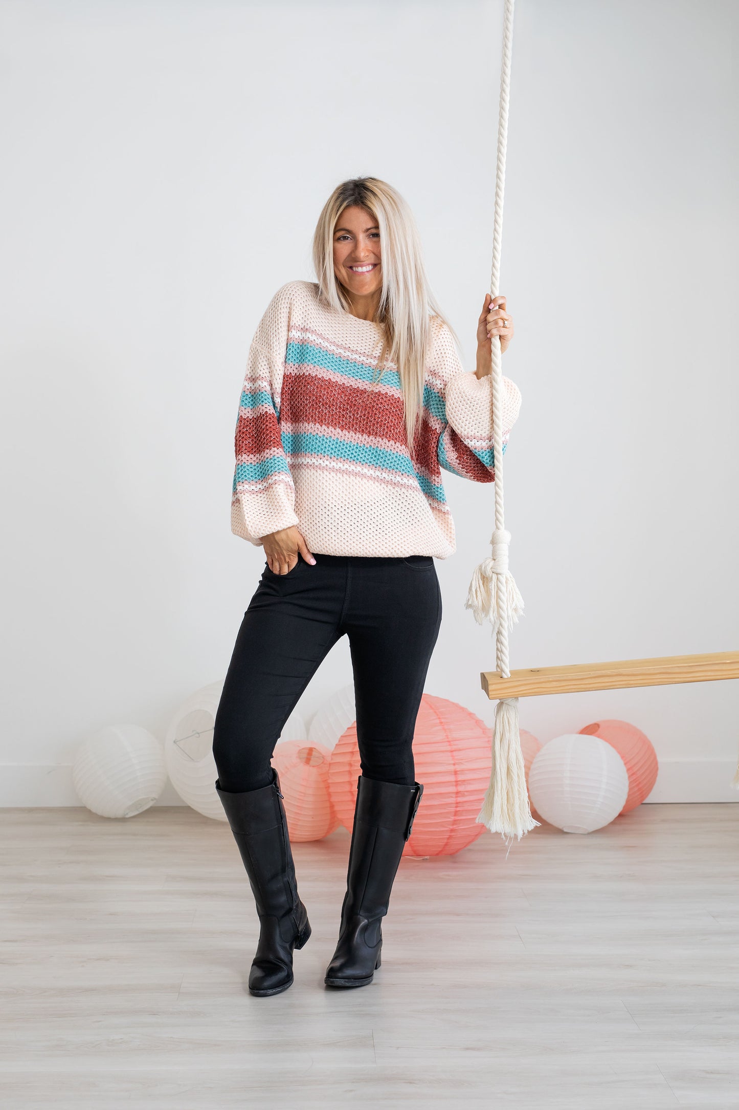 Take Me Out Color Block Sweater