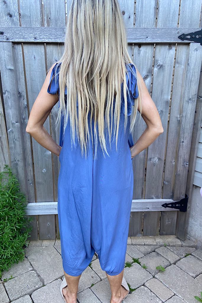 Blue Soft Tie Up Jumpsuit