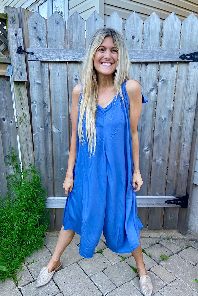 Blue Soft Tie Up Jumpsuit