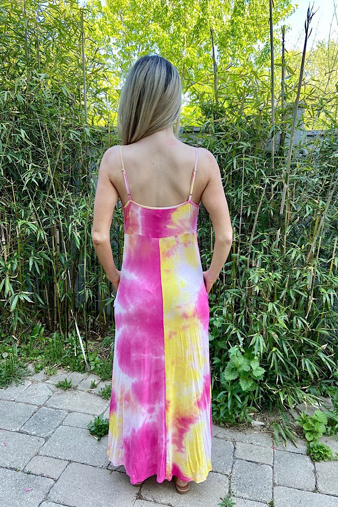 Pink Fun Summer Tie Dye Maxi Dress