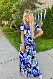 Navy Floral Backyard Dinner Dress