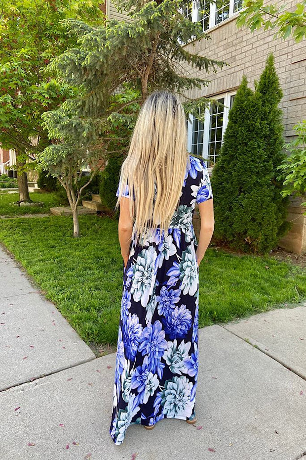 Navy Floral Backyard Dinner Dress