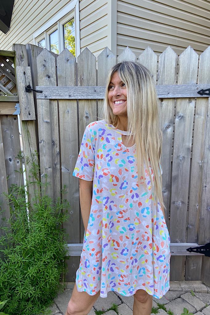 Blushing Leopard Short Sleeve Dress