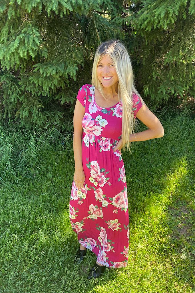 The Blair Fuchsia Floral Maxi Dress