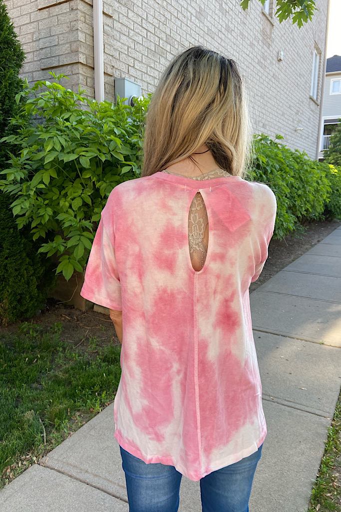 Pink Tie Dye Front Twist Top