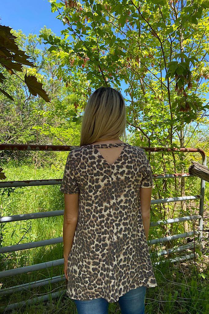 Animal Print Keyhole Pocket Tunic