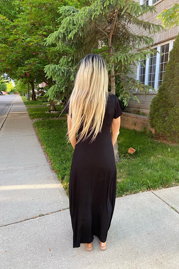 Stunning Black Waist Tie Maxi Dress