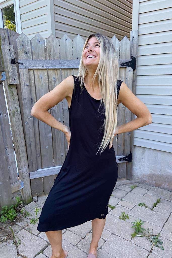 Little Black Button Detail Dress