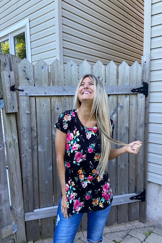 Black Floral Beauty Soft Tunic Top