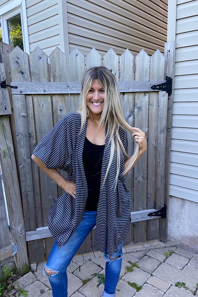 Charcoal Striped Kimono Cardigan