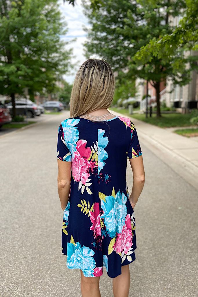 Navy Floral Love Life Dress