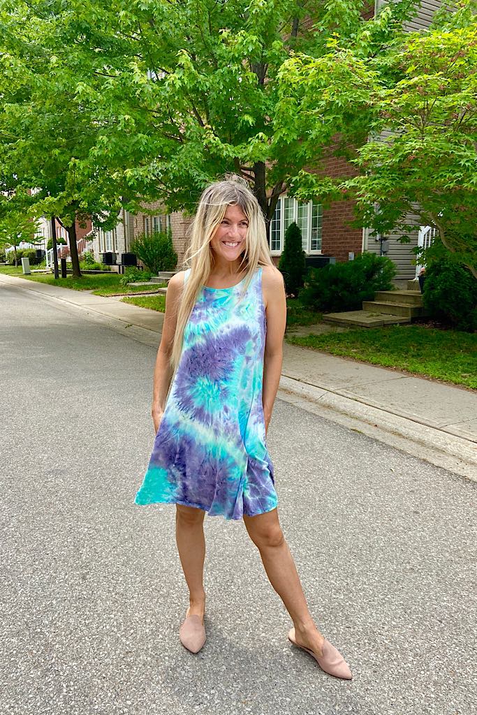 Tie Dye Mint Purple Grey Swirl Dress