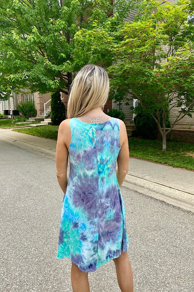 Tie Dye Mint Purple Grey Swirl Dress