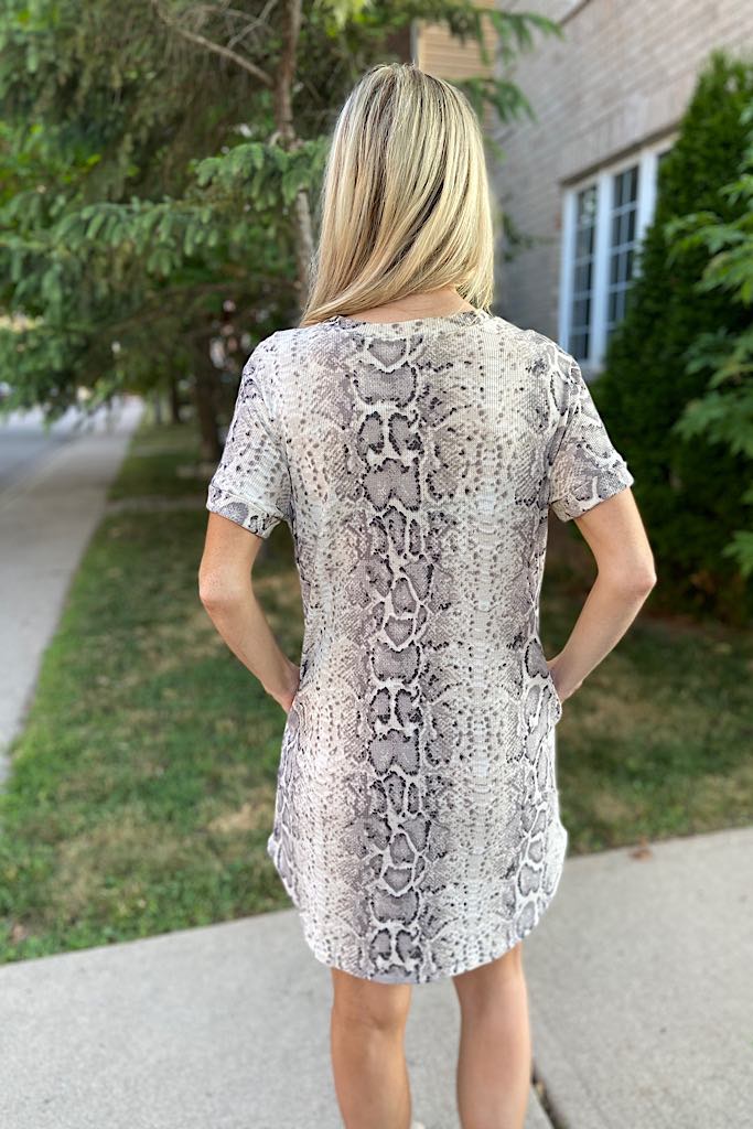 Snakeskin pattern shift dress