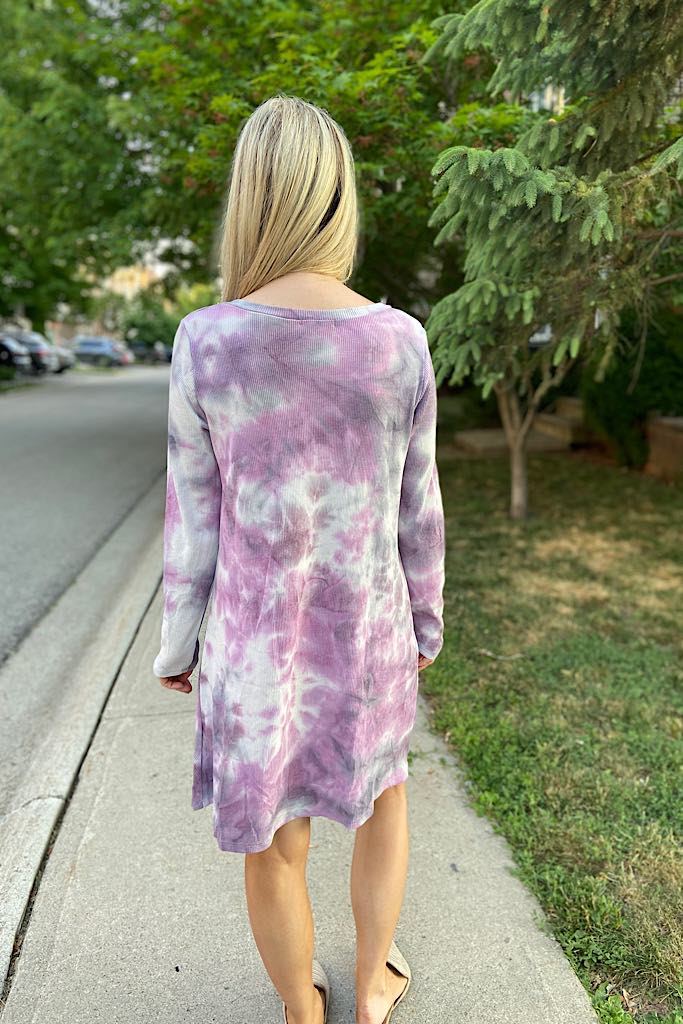 Purple Swirl Tie Dye Knot Dress