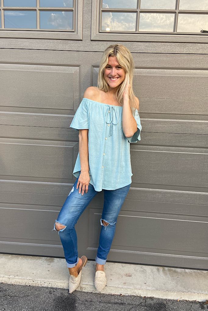 Mint Off The Shoulder Summer Top