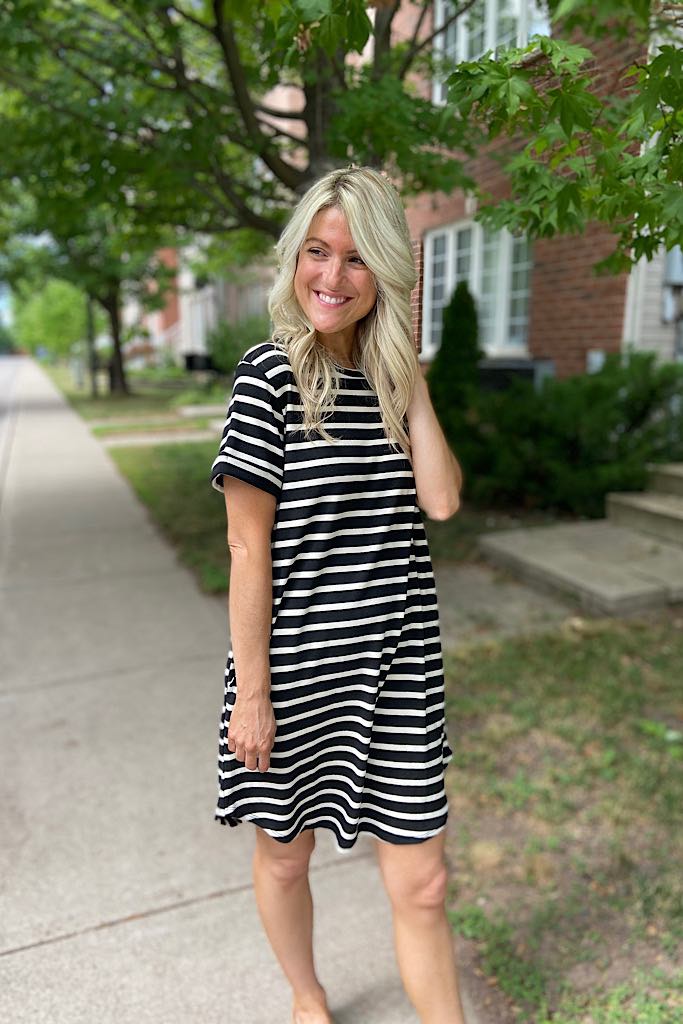 Striped Cotton Blend On Repeat Dress