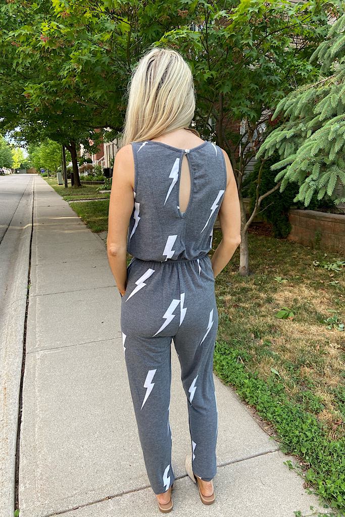 Lighting Bolt Grey Jumpsuit