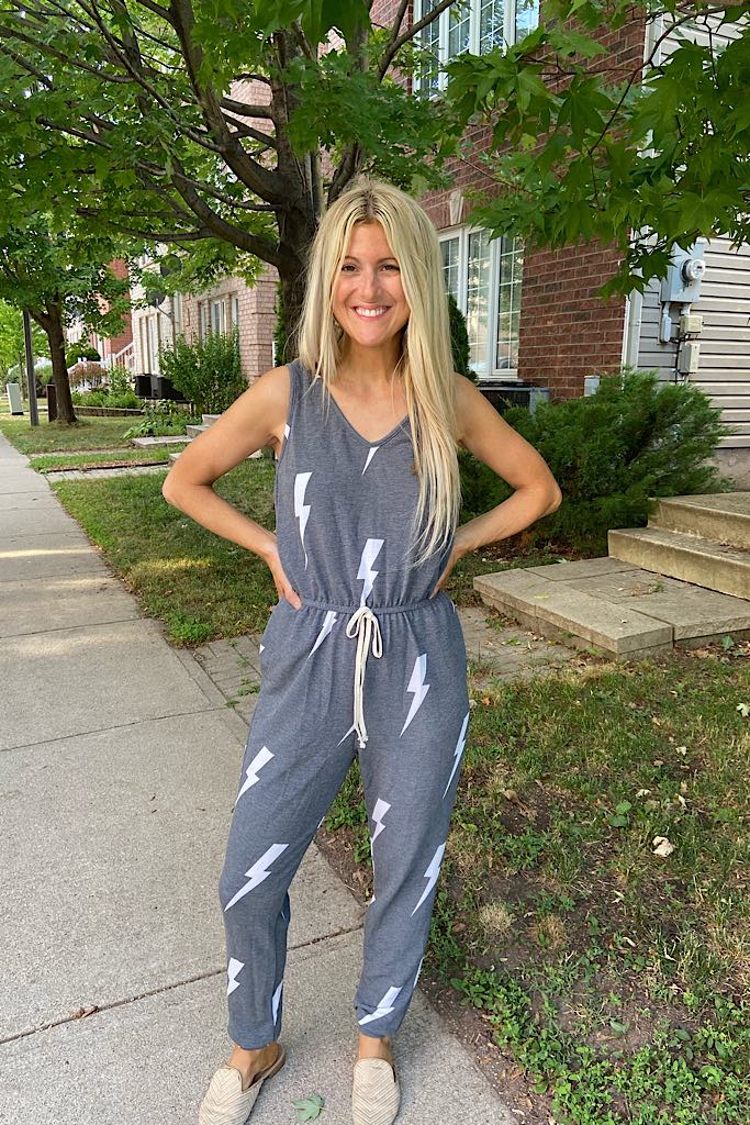 Lighting Bolt Grey Jumpsuit