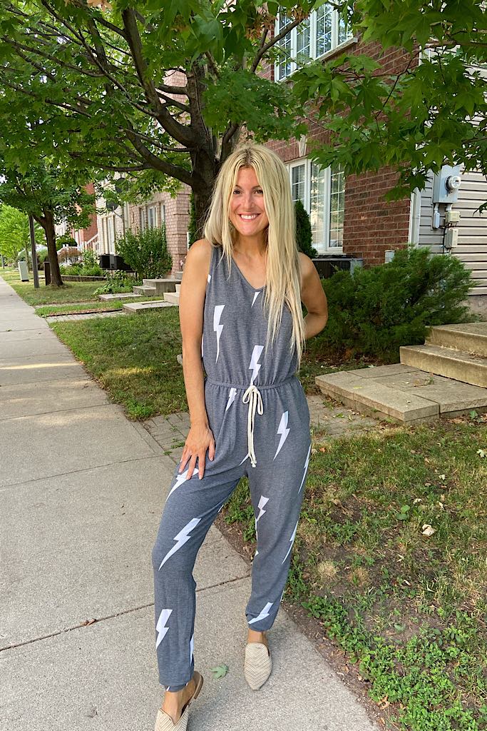 Lighting Bolt Grey Jumpsuit