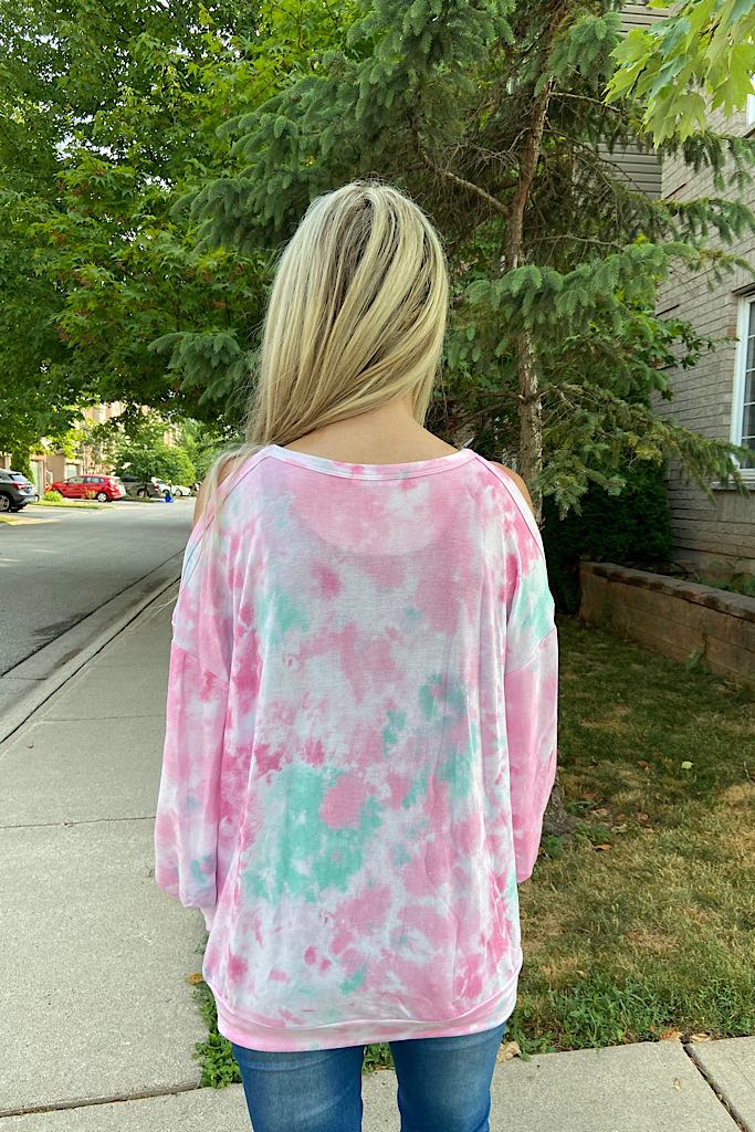 Beautiful Ice Cream Cold Shoulder Swirl Sweatshirt