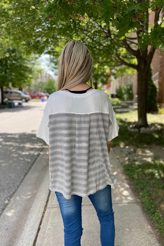 Contrast Striped French Knit Top