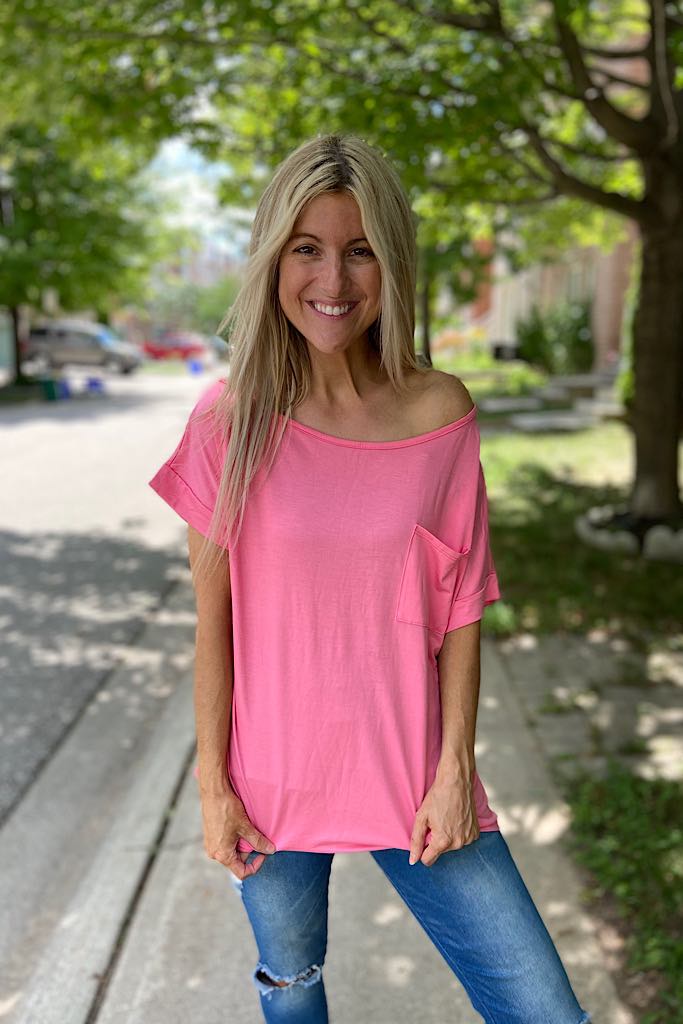 Candy Pink One Shoulder Top