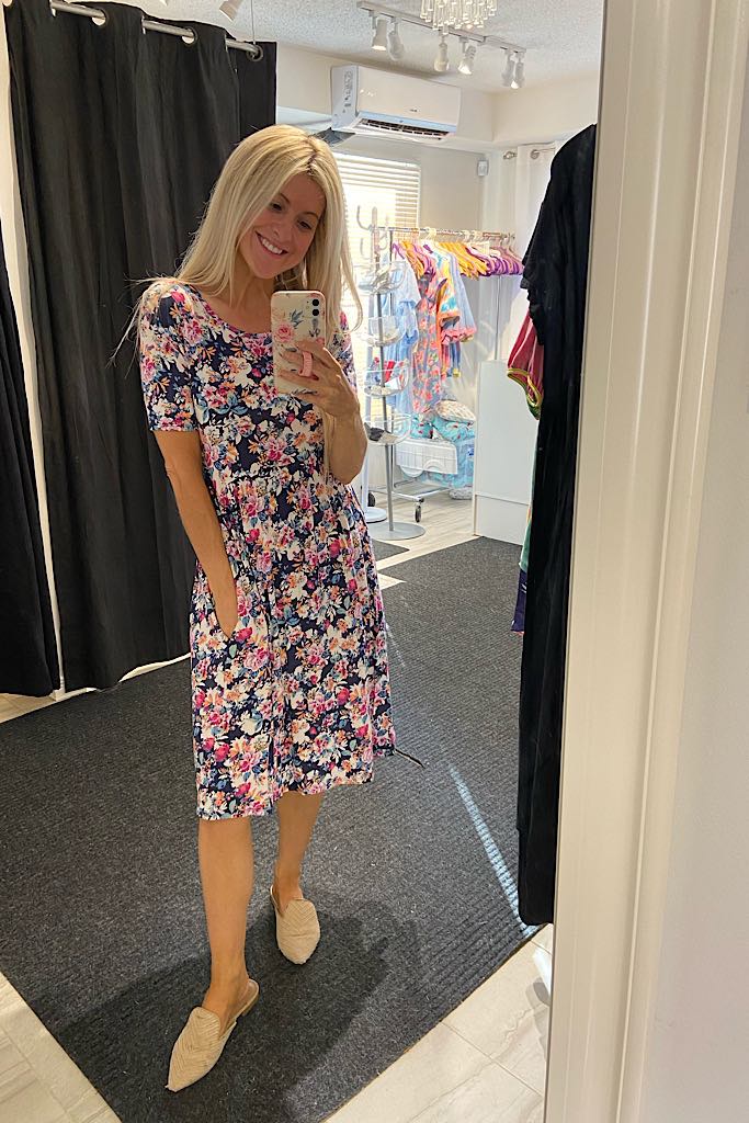 Pretty in Navy Floral Midi Dress