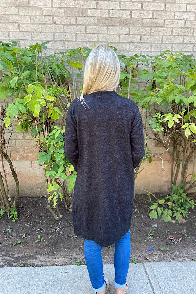 Charcoal Soft Brushed Pocket Cardigan