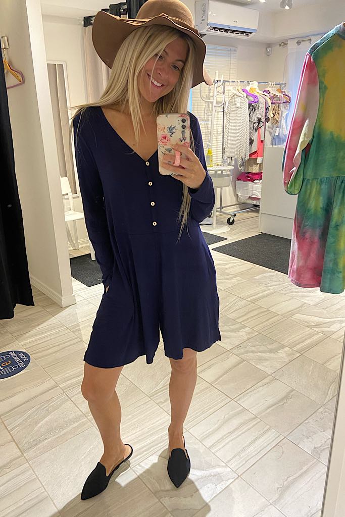 Navy Sweeter Than Sugar Romper