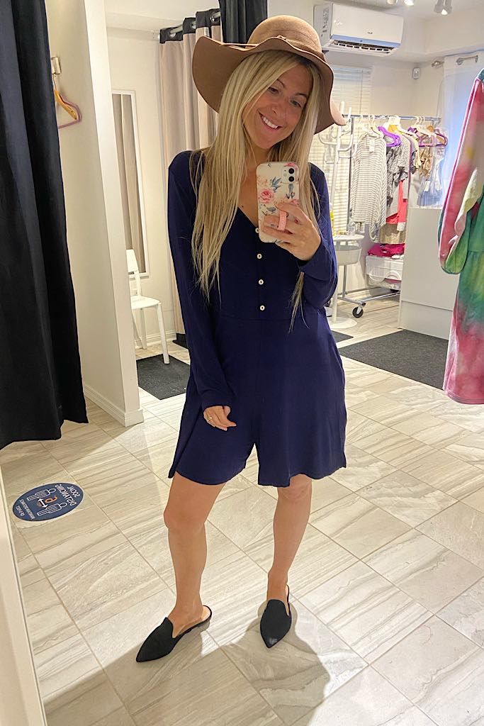Navy Sweeter Than Sugar Romper
