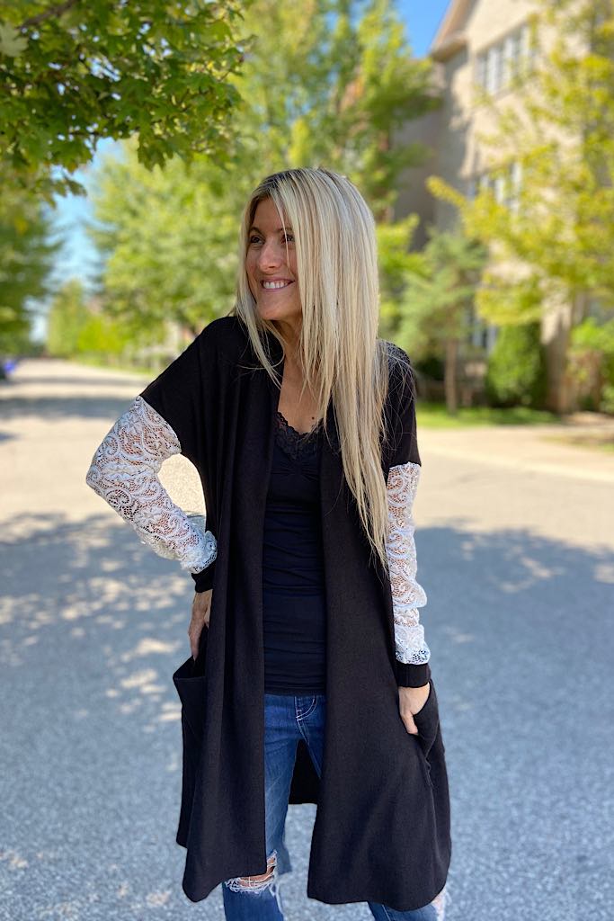 Black Lace Love Cardigan