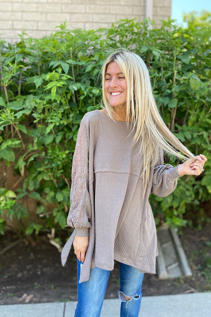 taupe lace fall top