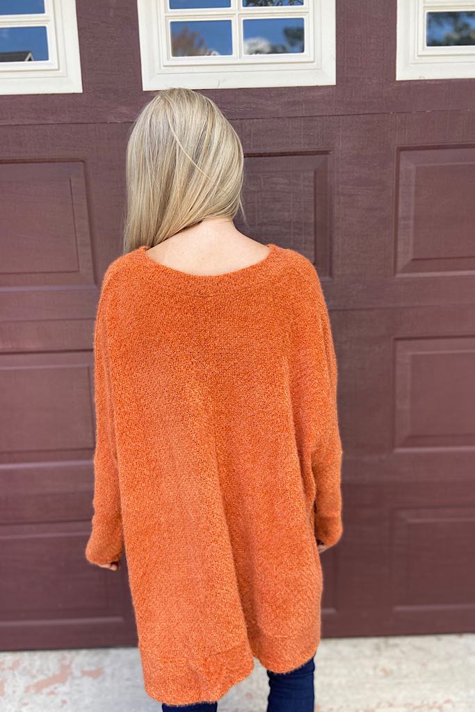 Rust Brushed Eyelash Knit Top-Restocked