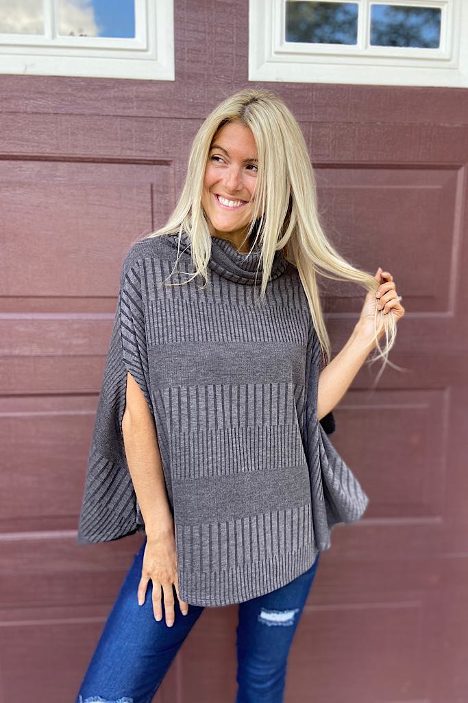 Uniquely Yours Charcoal Poncho- Door Buster