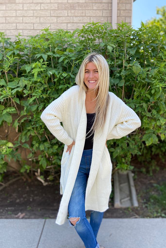 Cream Forget Me Not Chunky Knit Duster