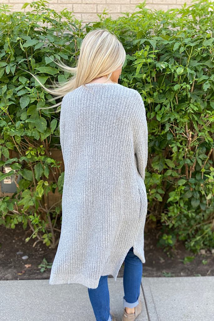 Grey Forget Me Not Chunky Knit Duster