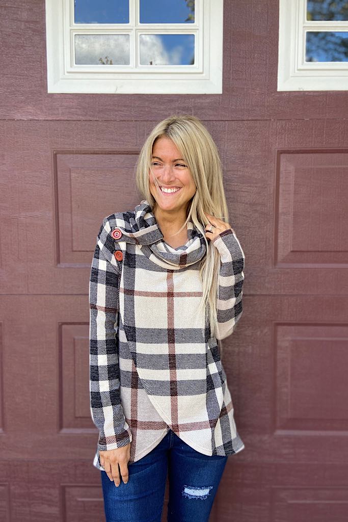 Plaid Soulmate Wrap Style Sweater