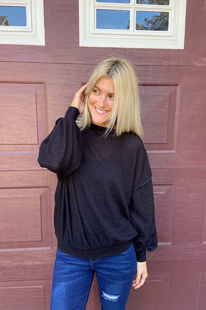 The Mary Black Waffle Boatneck Top