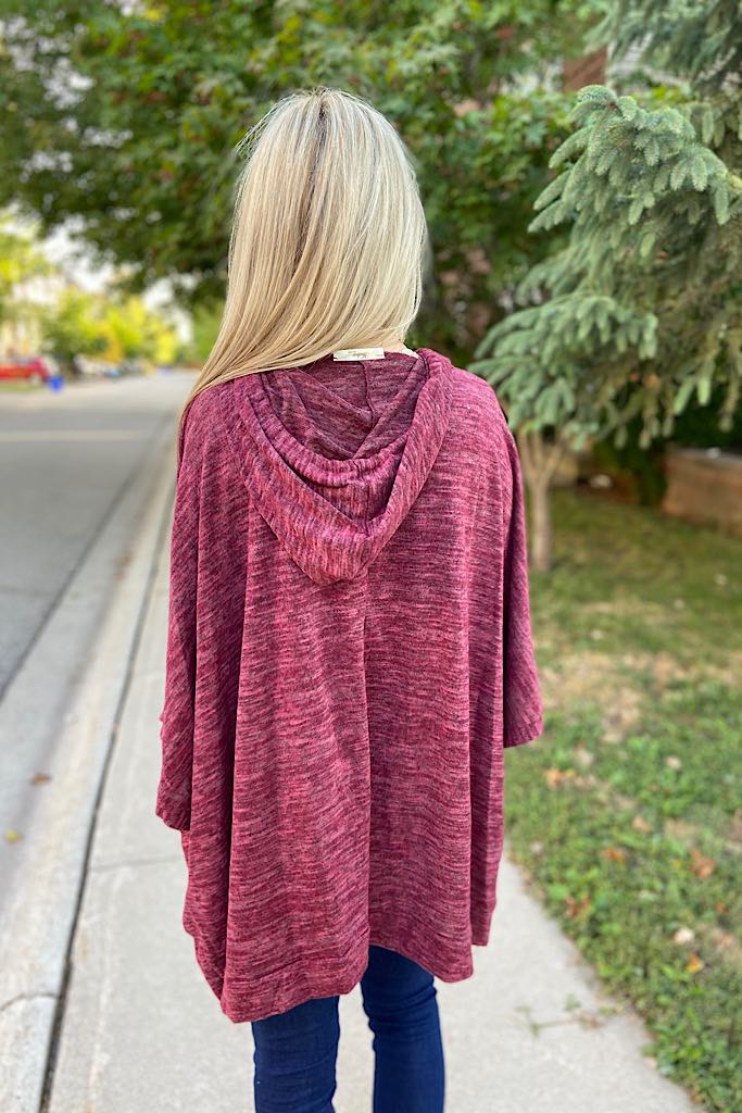Burgundy Boho Poncho Sweater