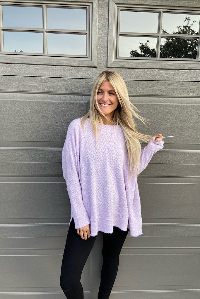 Lavender Brushed Eyelash Knit Top-New Colour