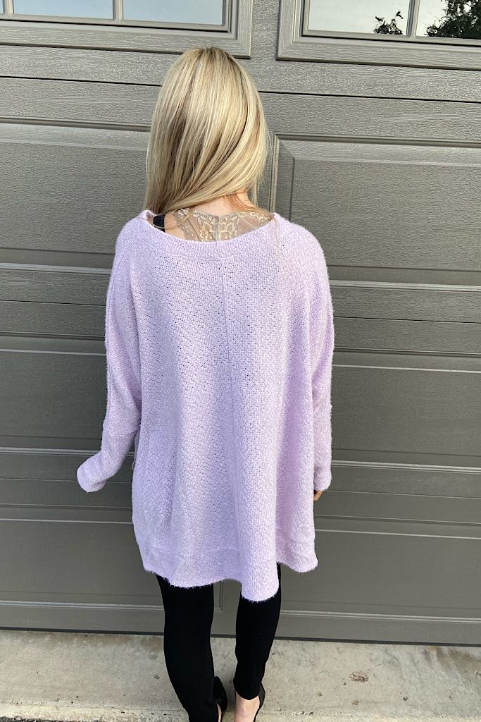 Lavender Brushed Eyelash Knit Top-New Colour