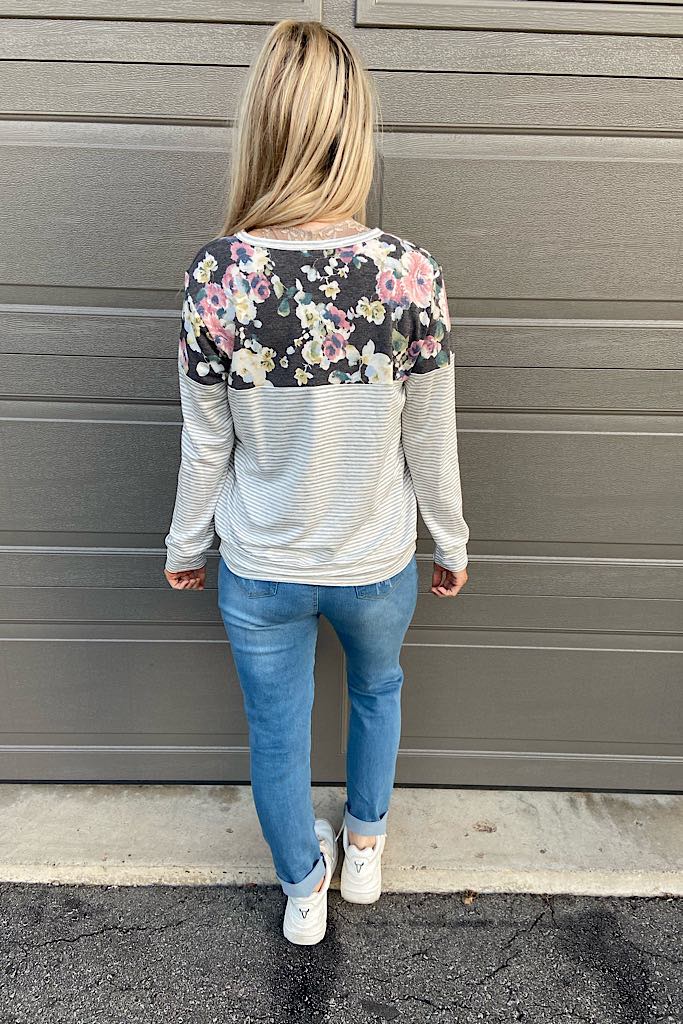 Charocal Floral Colour Block Top
