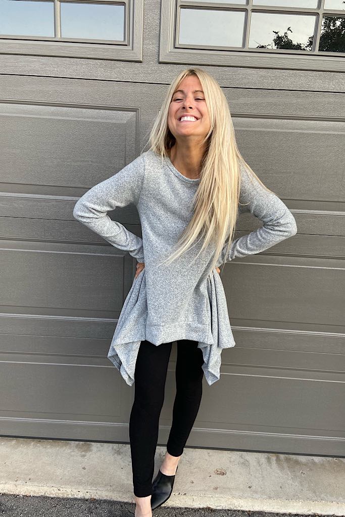 Grey Handkerchief Hem Top