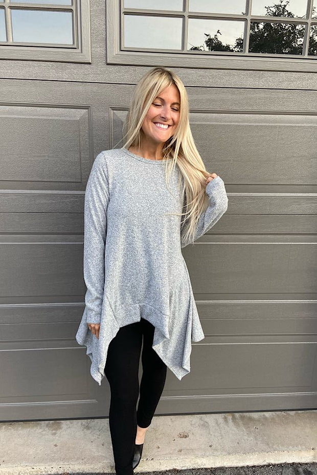 Grey Handkerchief Hem Top